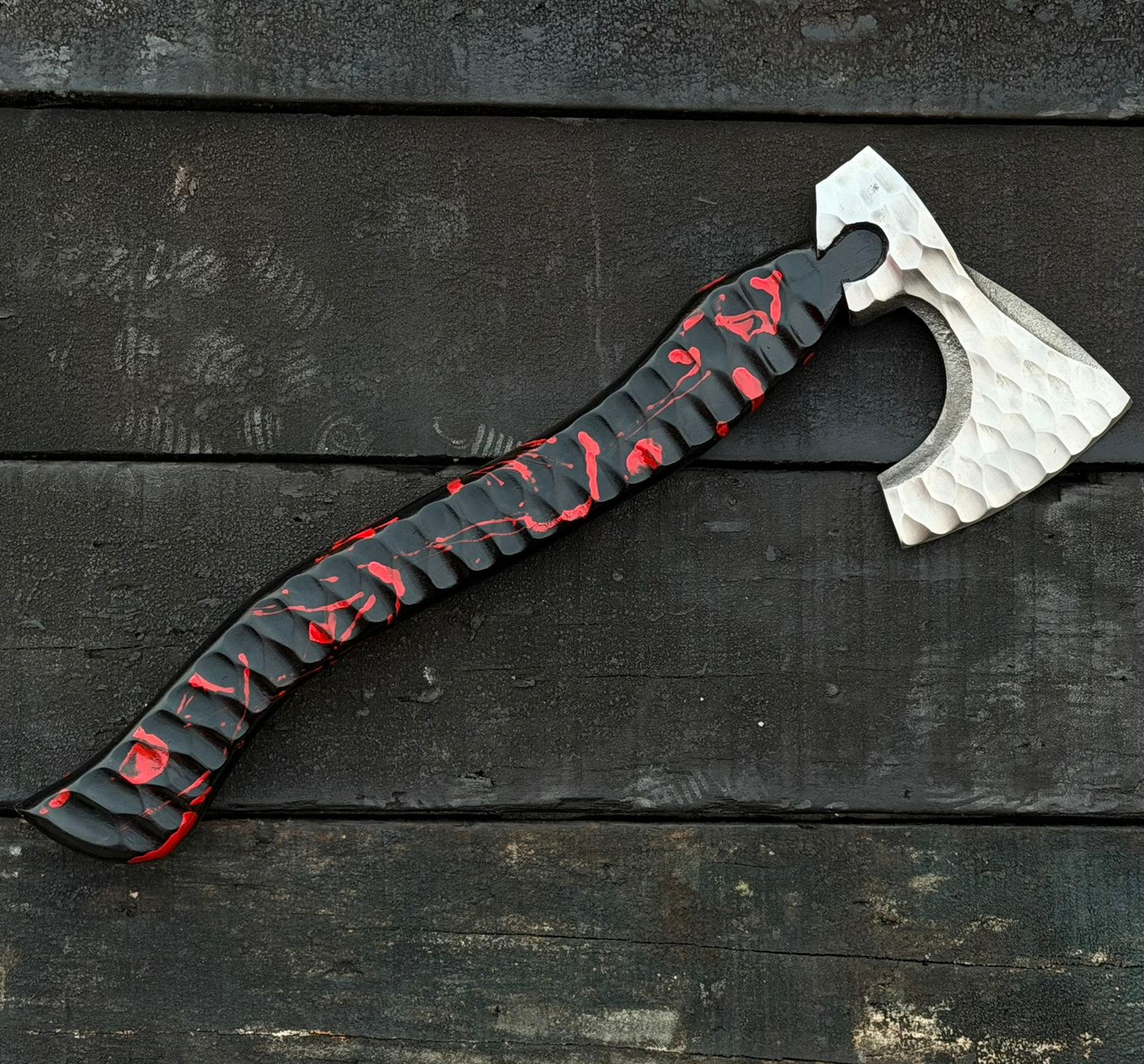 Hand Forged Viking Bearded Axe – Custom Tactical Hatchet with Leather Sheath