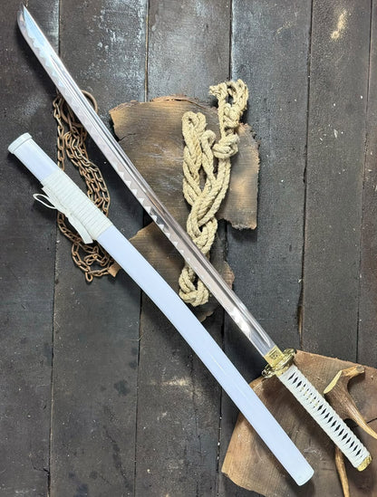 Hand-Forged Functional Samurai Sword | Full-Tang Steel Blade with Scabbard