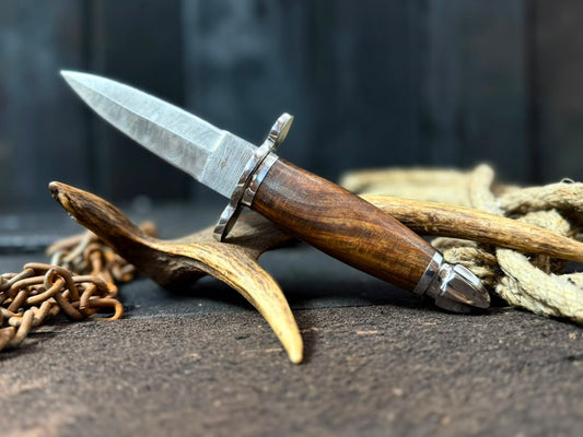Handmade Classic Hunting Dagger Knife with Walnut Wood Handle – Fixed Blade Outdoor Survival & Collector Knife