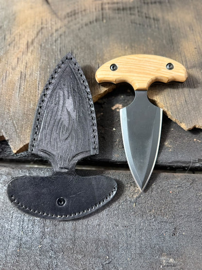 Handcrafted Black Blades Pack Of 3 | Walnut Wood Handle & Black Leather Sheath