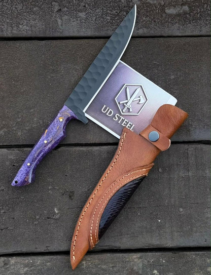 Handmade Forged Fixed Blade Knife with Leather Sheaths – High Carbon Steel Hunting, Camping & Bushcraft Knives (3-Piece Collection)
