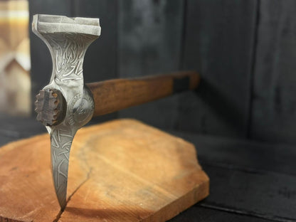 Hand Forged Viking Bearded Axe – Handmade High Carbon Steel Camping & Bushcraft Hatchet with Hardwood Handle