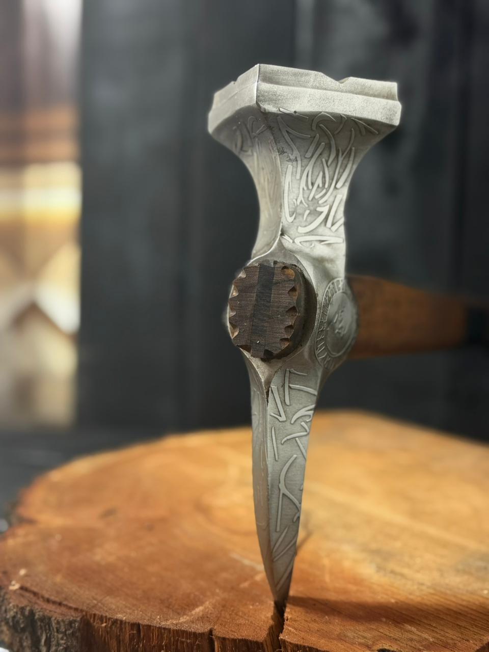Hand Forged Viking Bearded Axe – Handmade High Carbon Steel Camping & Bushcraft Hatchet with Hardwood Handle