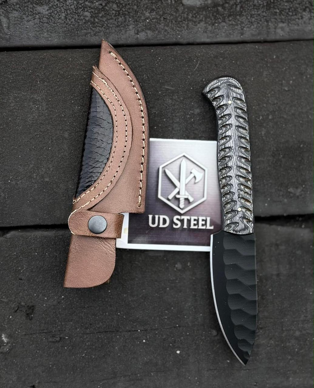 Handmade Forged Fixed Blade Knife with Leather Sheaths – High Carbon Steel Hunting, Camping & Bushcraft Knives (3-Piece Collection)