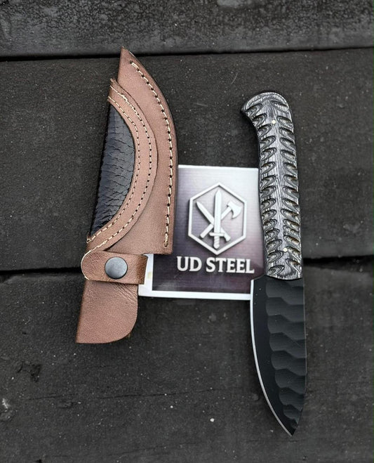 Handmade Forged Fixed Blade Knife with Leather Sheaths – High Carbon Steel Hunting, Camping & Bushcraft Knives (3-Piece Collection)