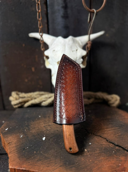 Hand-Forged Tanto Blade Knife | Rose Wood Handle with Carbon Steel Blade
