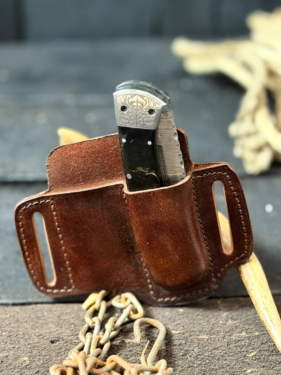 Handmade Damascus Steel Folding Pocket Knife with Engraved Bolsters & Premium Black Handle – Custom EDC Pocket Knife
