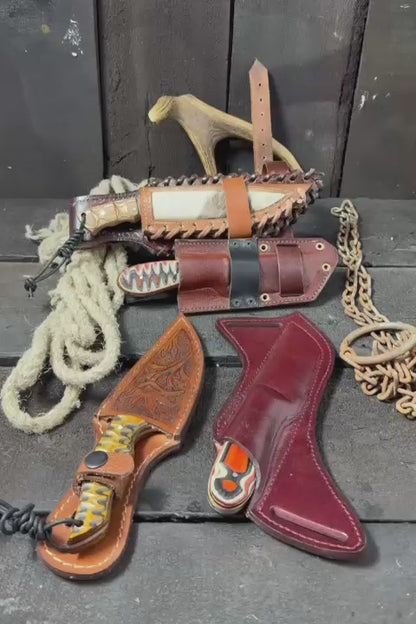 Handmade Damascus Hunting Knife Set – 4-Piece Fixed Blade EDC & Skinning Knife Collection with Micarta Handles
