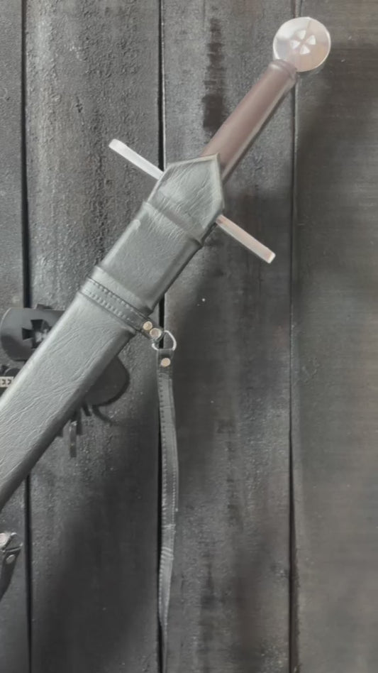 Handmade Medieval Crusader Sword with Leather Scabbard – Custom Long Sword Replica