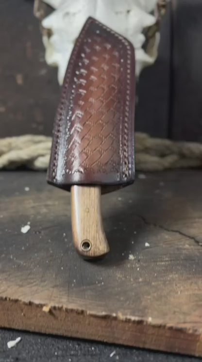 Hand-Forged Tanto Blade Knife | Rose Wood Handle with Carbon Steel Blade